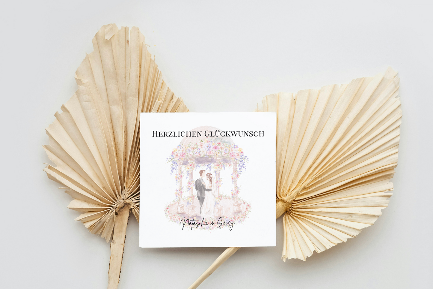 Blumenbogen - Hochzeitskarte mit Namen