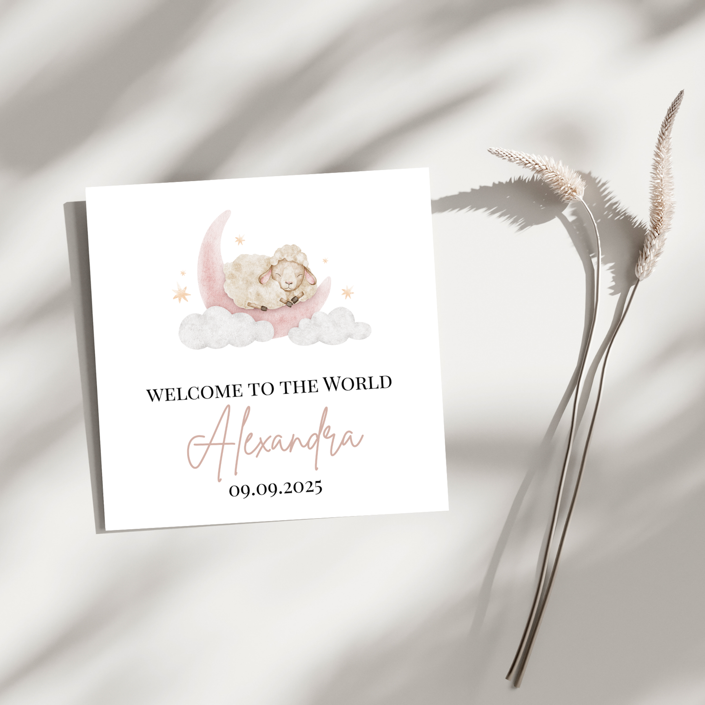 Welcome to the World Schaf & Mond - Geburtskarte
