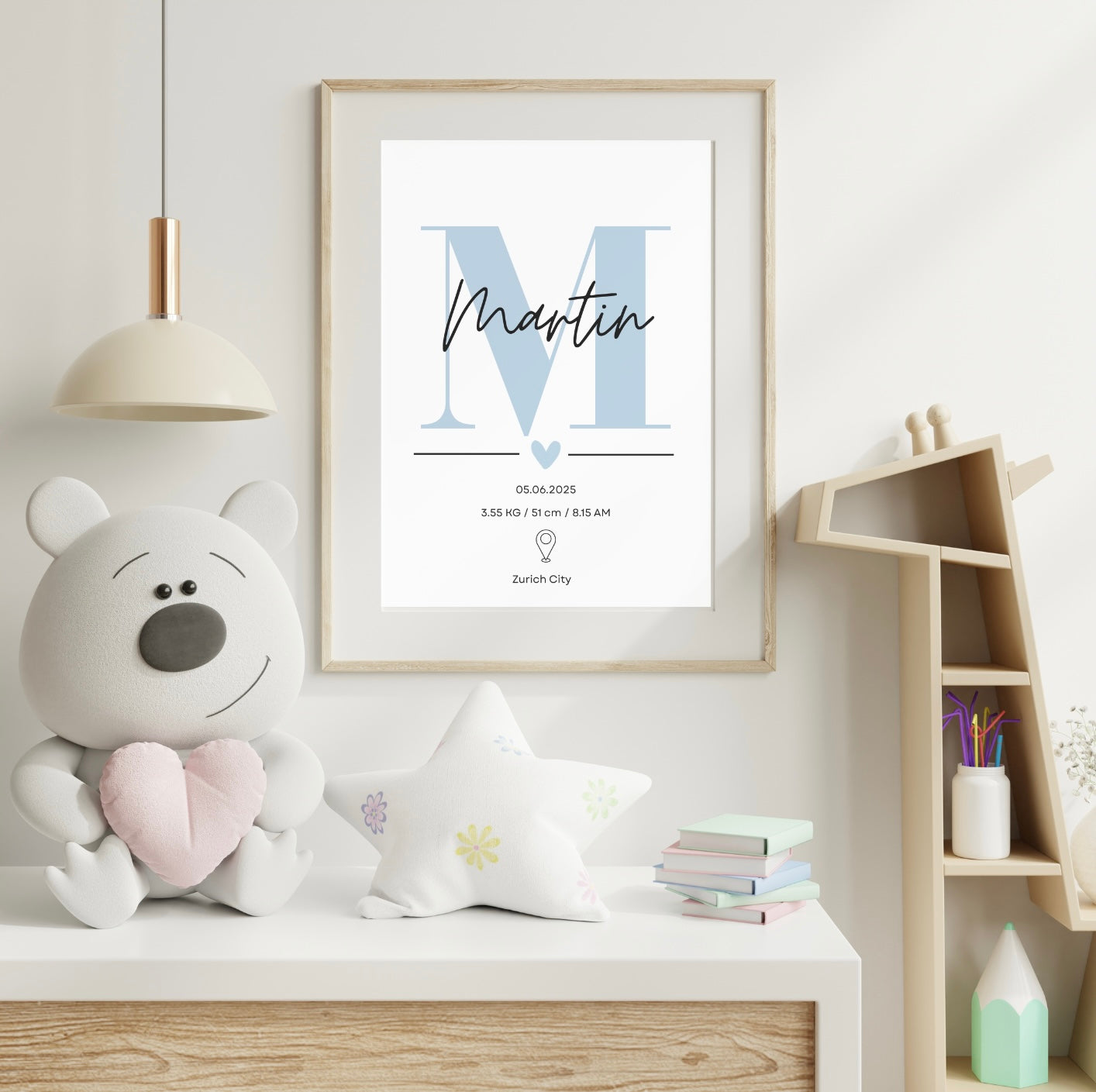 Personalisiertes Geburts-Poster mit Initiale