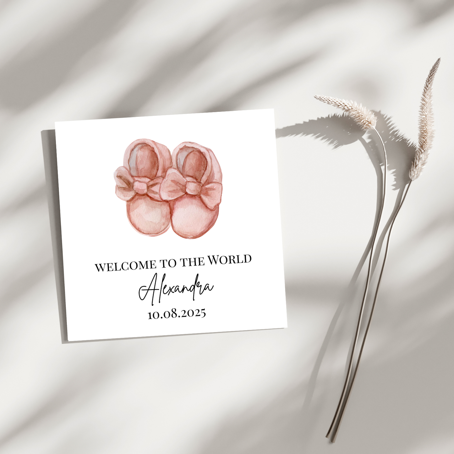 Welcome to the World Baby Shoes - Personalisierte Geburtskarte
