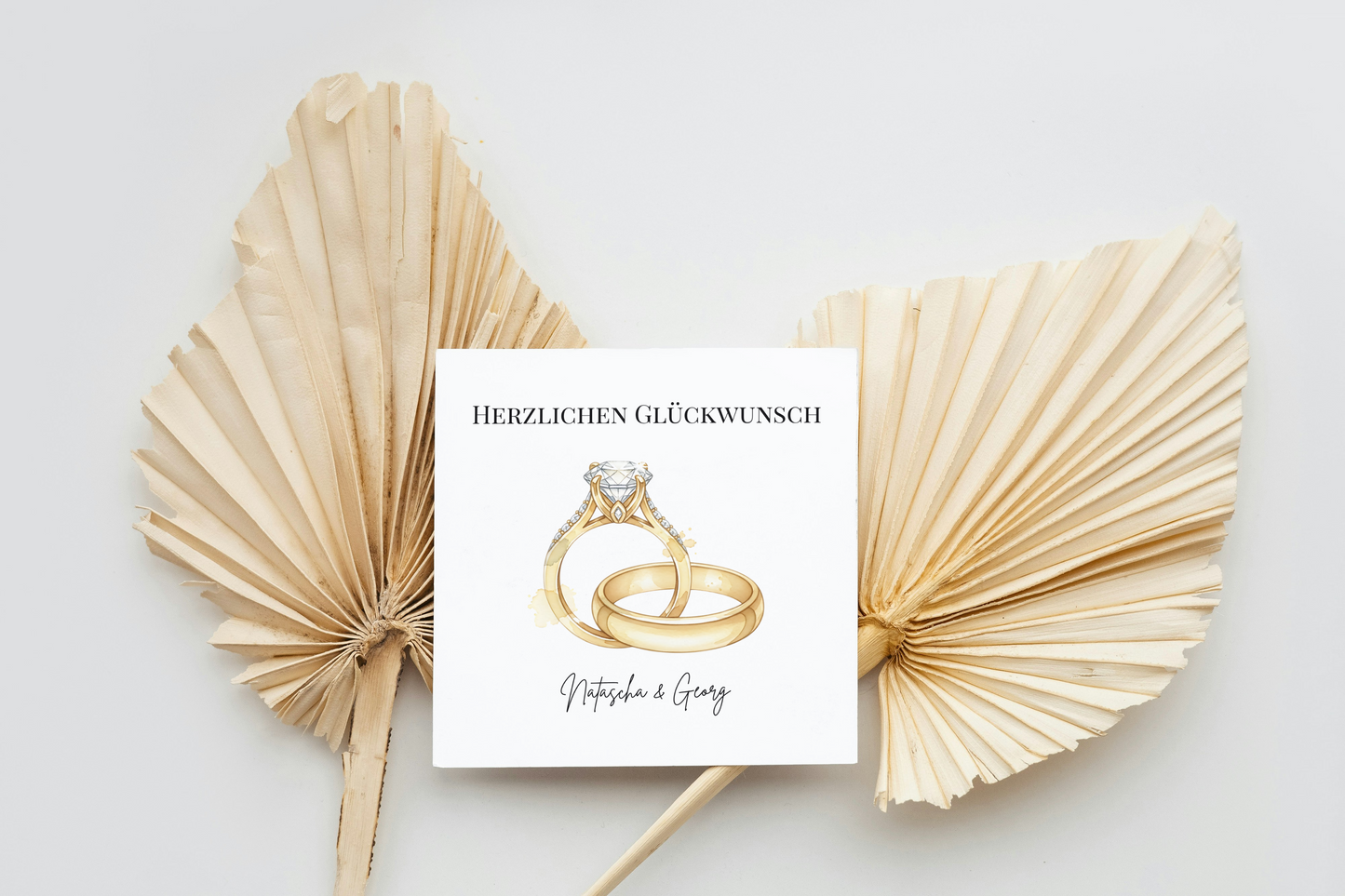 Goldene Eheringe - Hochzeitskarte mit Namen