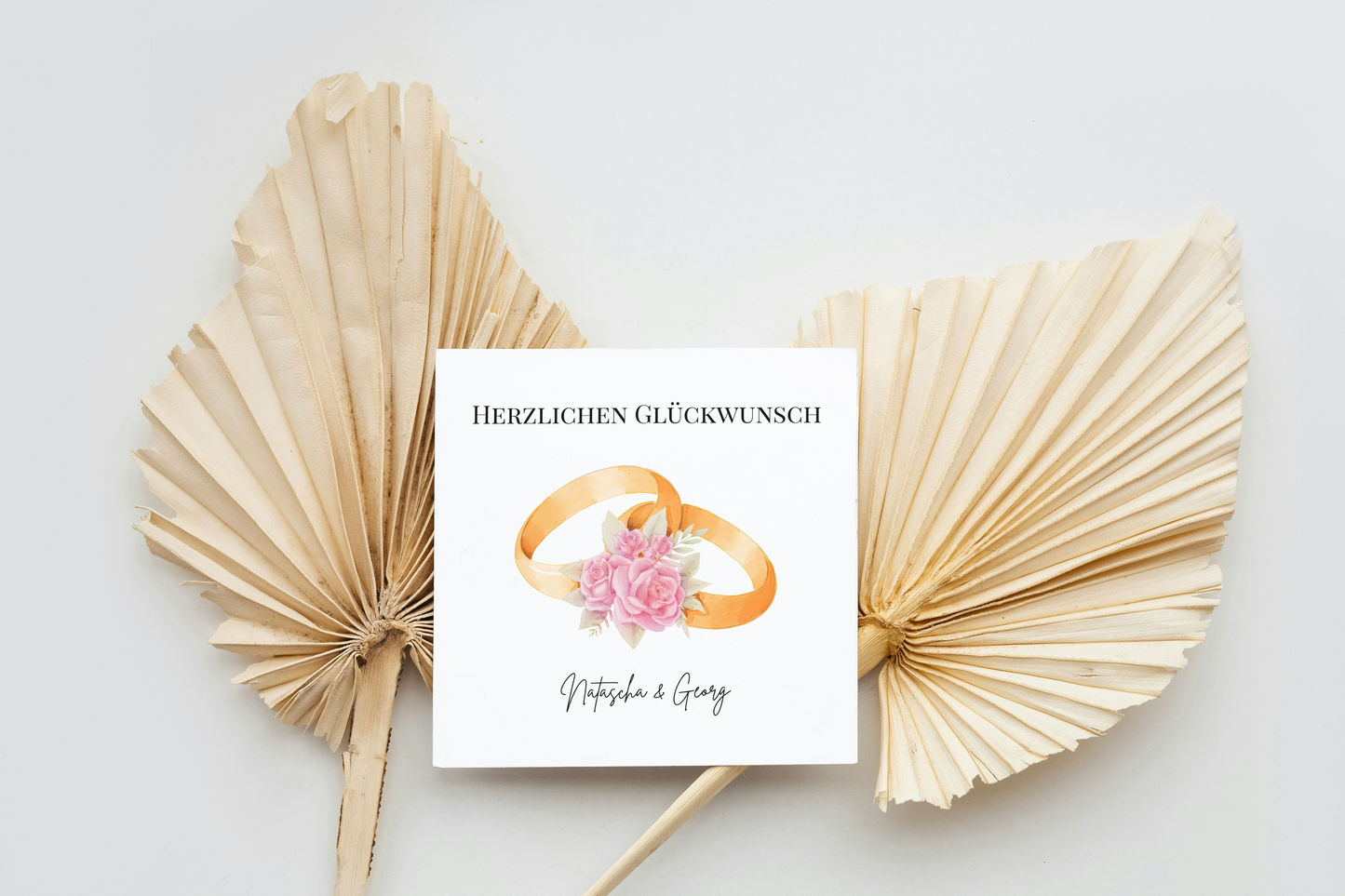 Trauringe & Rosen - Hochzeitskarte mit Namen