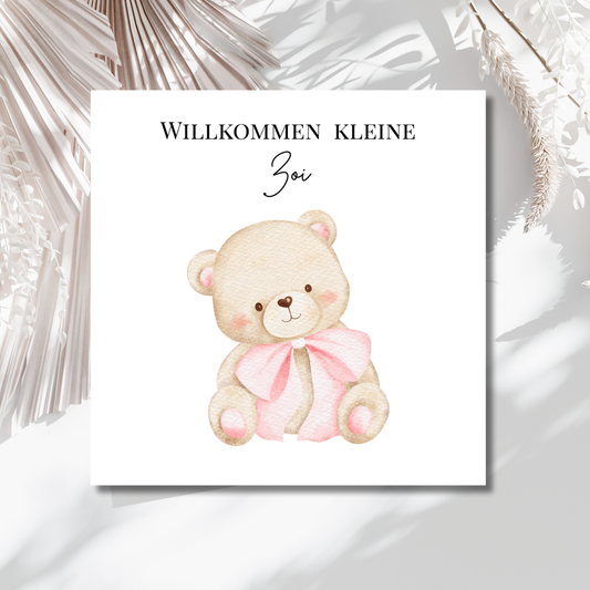 Personalisierte Geburtskarte "Teddybär"