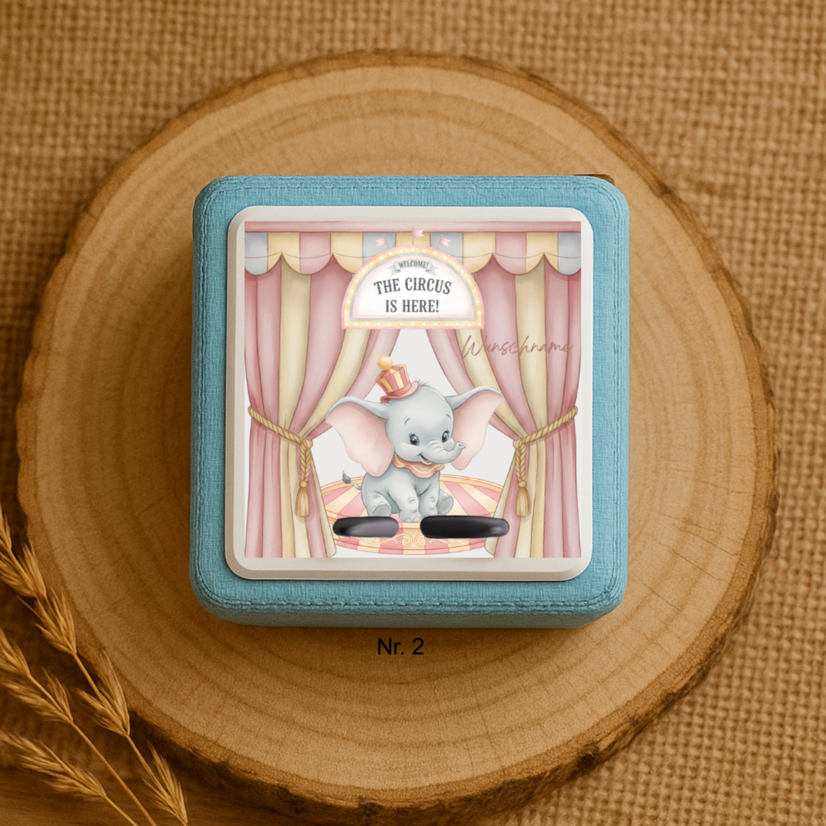 Personalisierte Toniebox Schutzfolie mit Namen - Dumbo & Zirkus