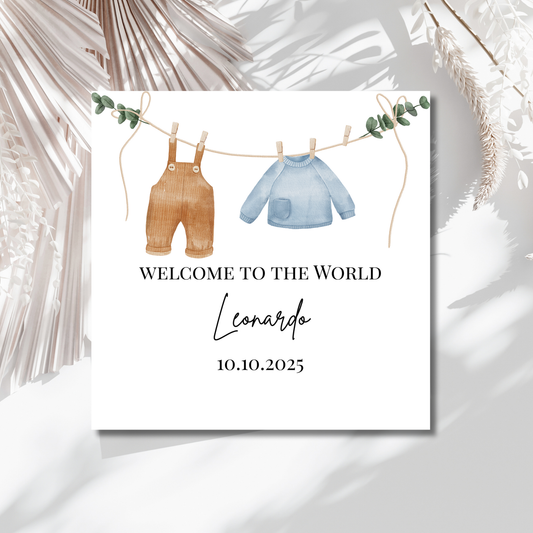 Welcome to the World Boy - Personalisierte Geburtskarte