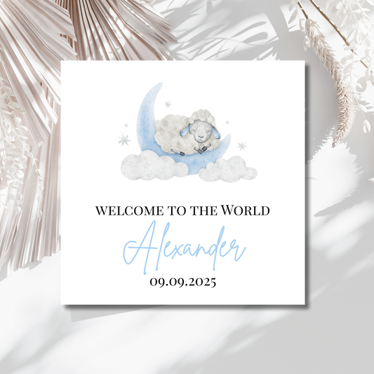 Welcome to the World Schaf & Mond - Geburtskarte