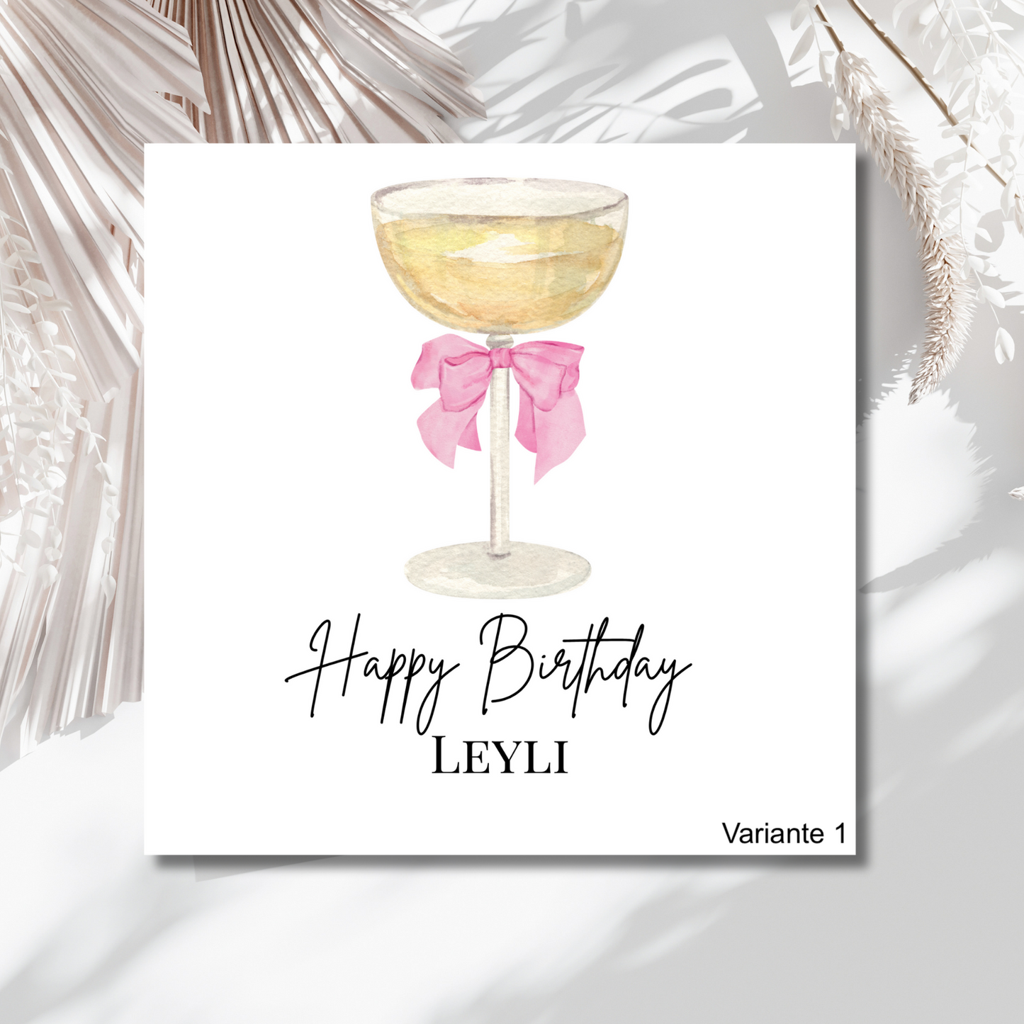 Pink Bow Cheers - Personalisierte Geburtstagskarte