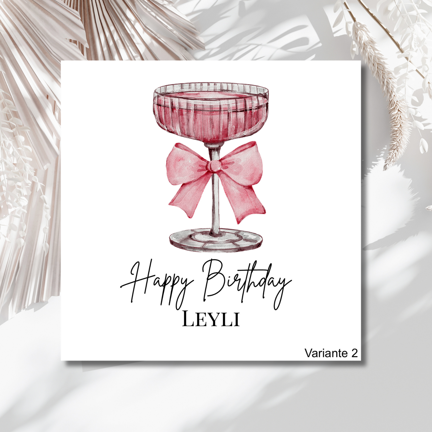 Pink Bow Cheers - Personalisierte Geburtstagskarte