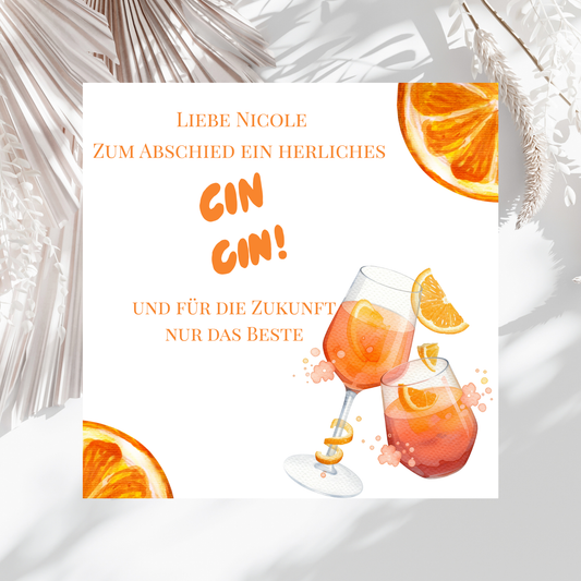 Cheers to New Beginnings - Personalisierte Abschiedskarte
