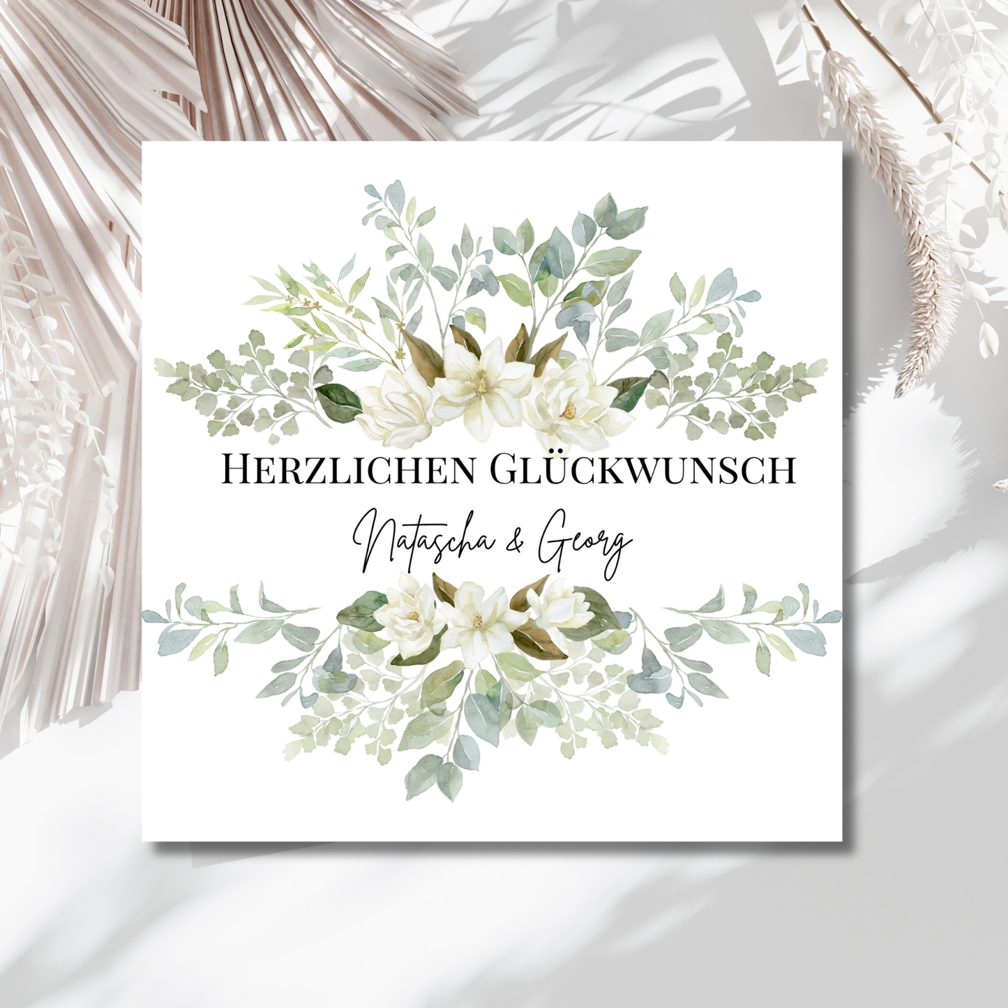 Greenery Stil - Hochzeitskarte mit Namen