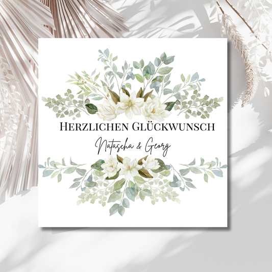 Greenery Stil - Hochzeitskarte mit Namen