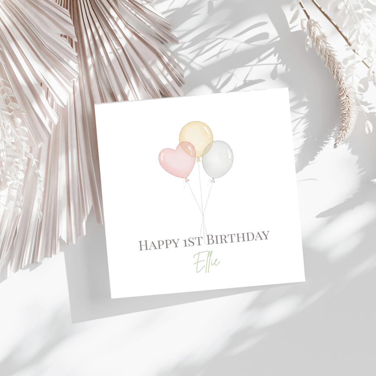 Pastel Balloons - personalisierte Geburtstagskarte