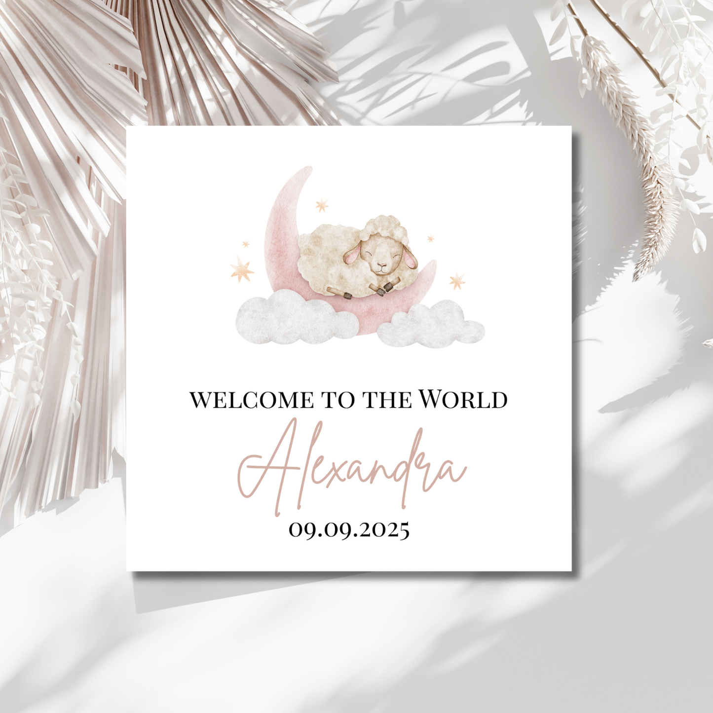 Welcome to the World Schaf & Mond - Geburtskarte