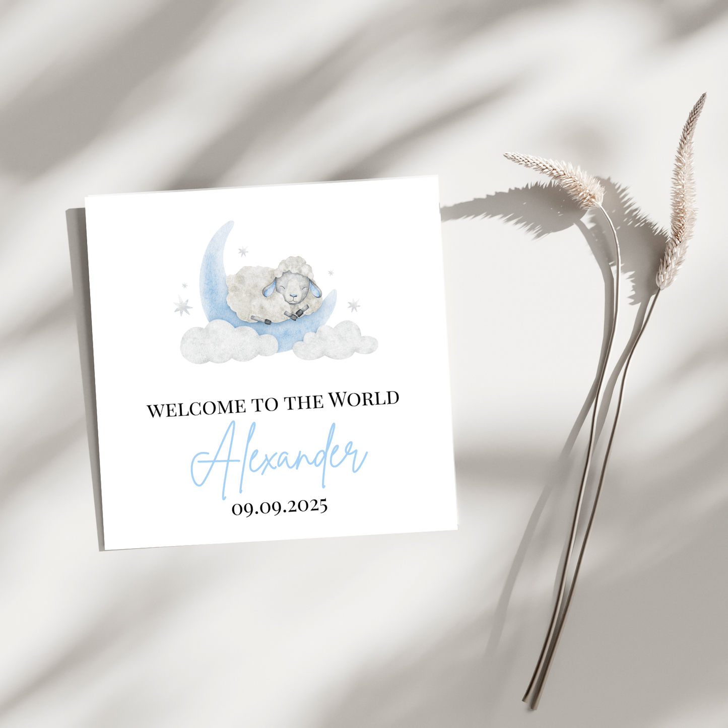 Welcome to the World Schaf & Mond - Geburtskarte