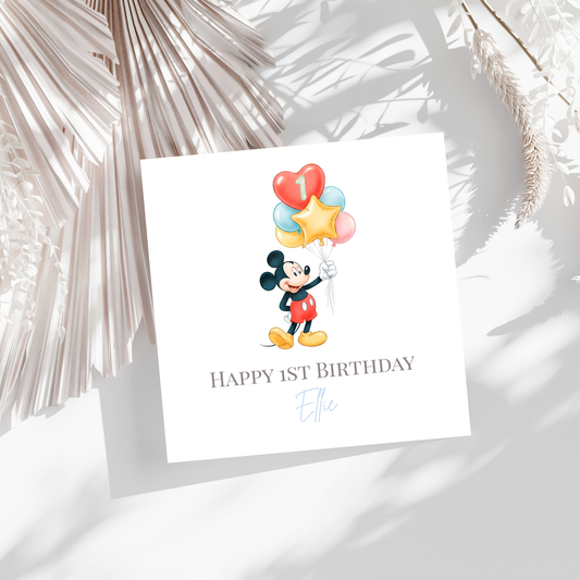 First Birthday Balloons - personalisierte Geburtstagskarte