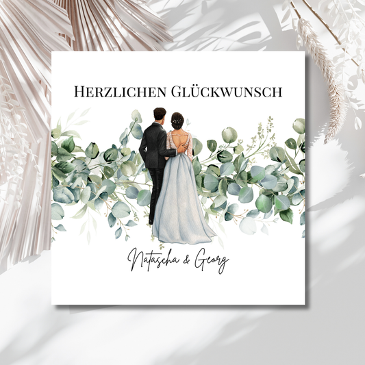 Brautpaar - Hochzeitskarte mit Namen