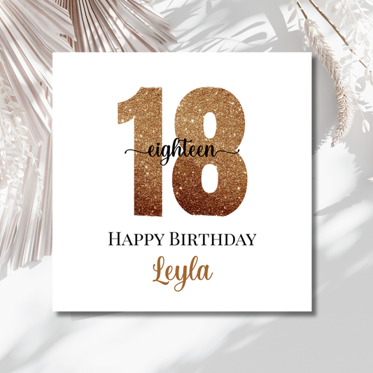 Happy 18th Birthday Gold - Personalisierte Geburtstagskarte