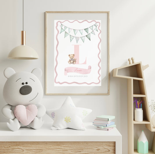 Personalisiertes Baby-Poster mit Namen & Geburtsdaten