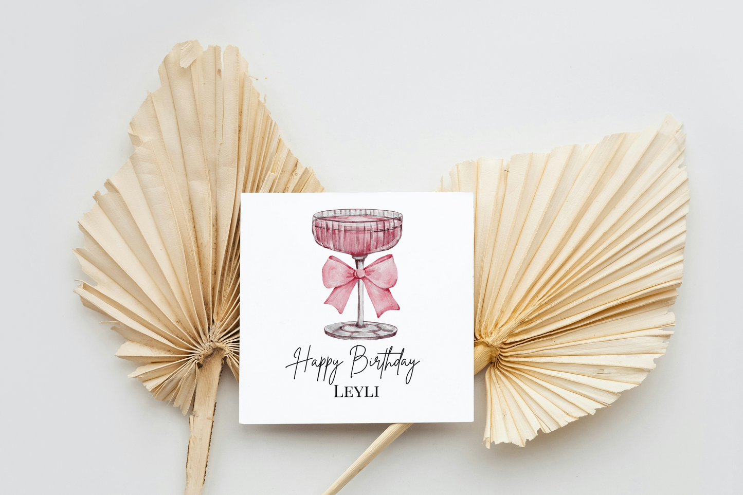 Pink Bow Cheers - Personalisierte Geburtstagskarte
