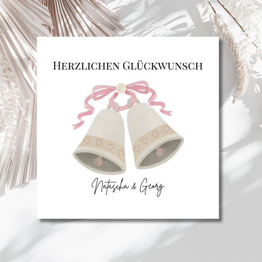 Glocken - Hochzeitskarte mit Namen