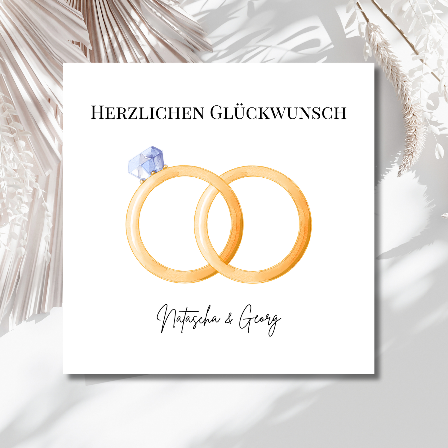 Eheringe - Hochzeitskarte mit Namen