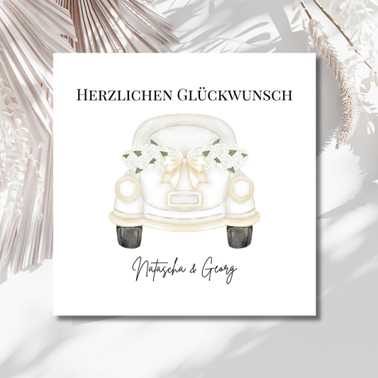 Wedding Car - Hochzeitskarte mit Namen