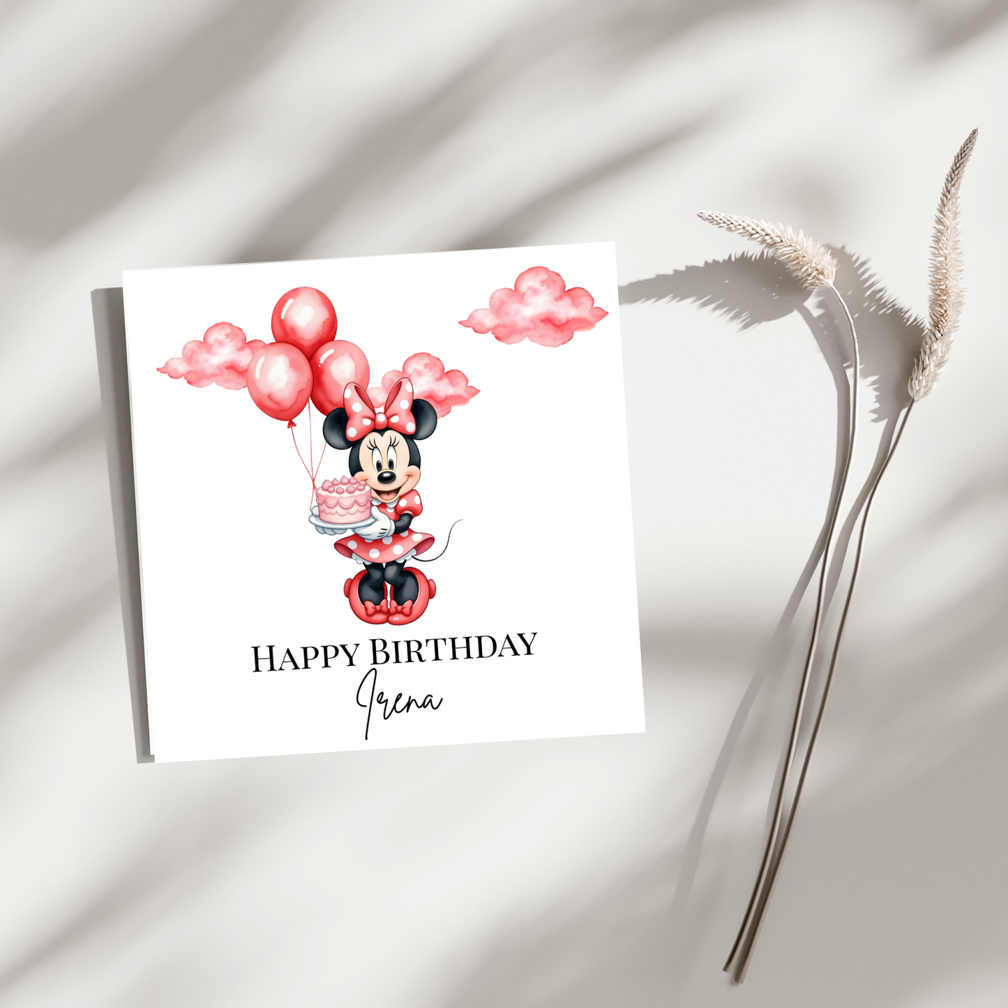 Personalisierte Geburtstagskarte Minnie Mouse