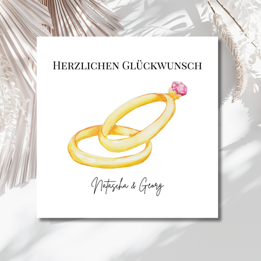 Trauringe - Hochzeitskarte mit Namen