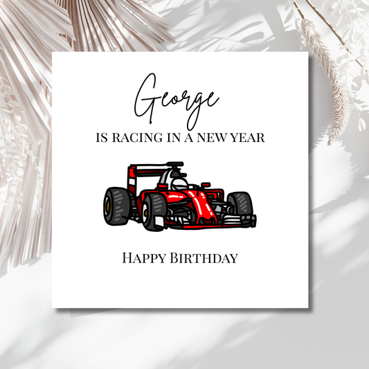 Racing in a New Year - Personalisierte Geburtstagskarte