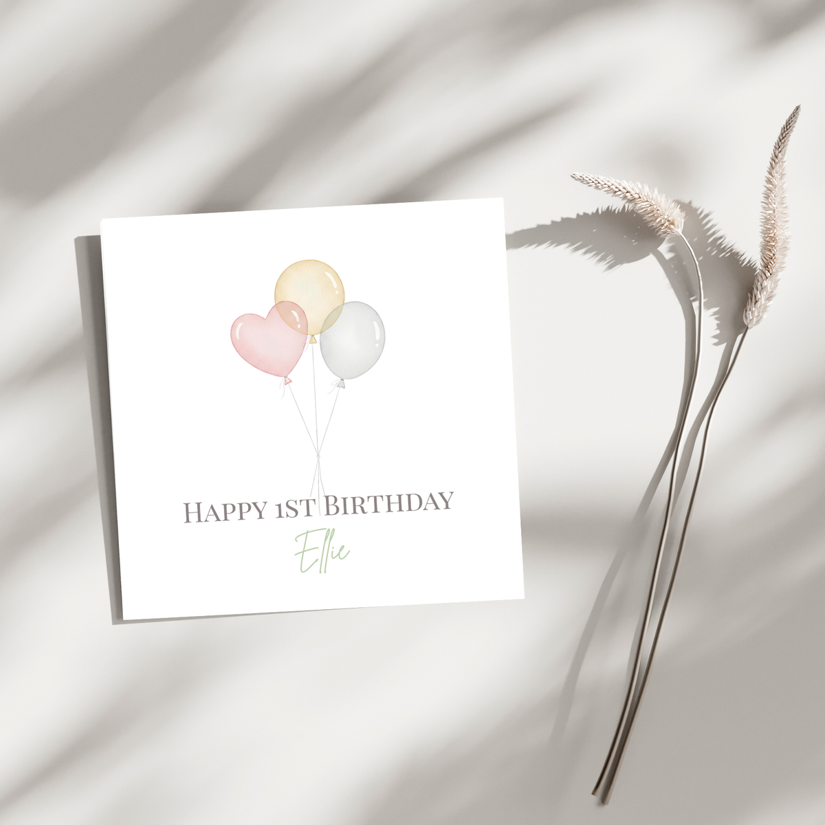 Pastel Balloons - personalisierte Geburtstagskarte