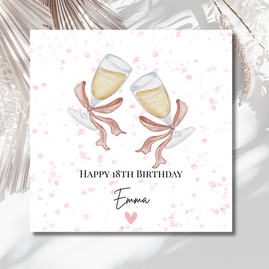 18 Geburtstag Champagner- Personalisierte 18. Geburtstagskarte