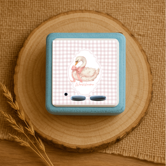 Personalisierte Toniebox Schutzfolie mit Namen - Schwan