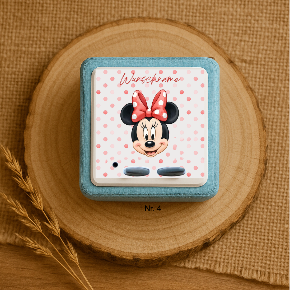 Personalisierte Toniebox Schutzfolie mit Namen - Minnie Mouse