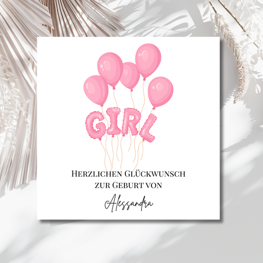 Personalisierte Geburtskarte "Girl"