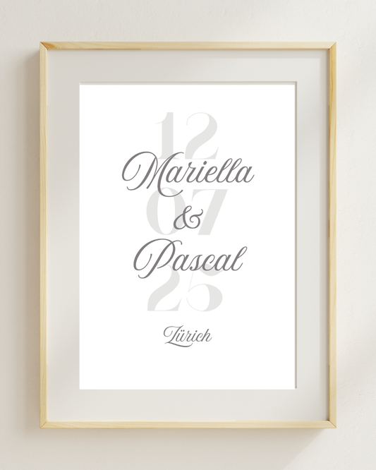 Hochzeitsposter mit Namen & Datum