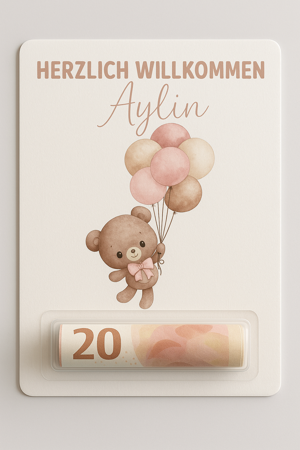 Personalisierte Newborn Geldgeschenk-Karte
