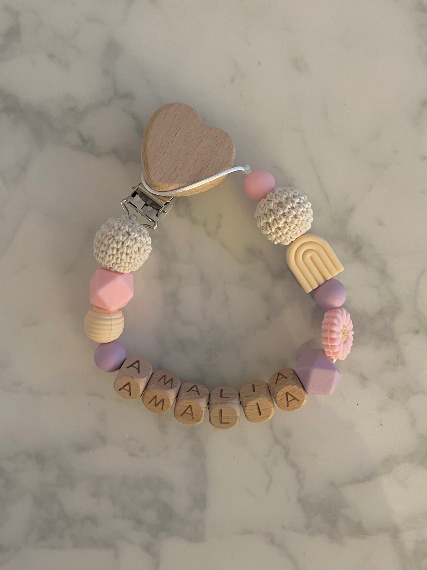 Personalisierte Schnullerkette mit Namen