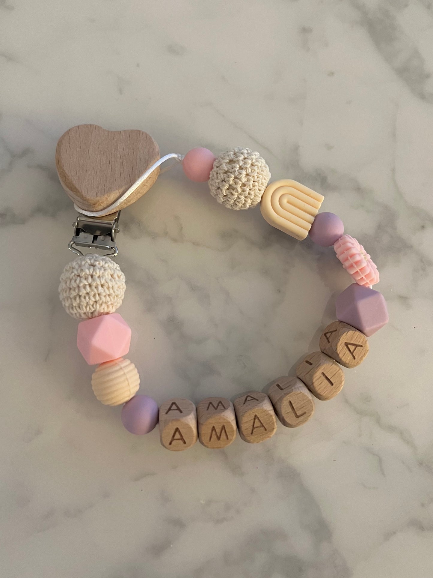 Personalisierte Schnullerkette mit Namen