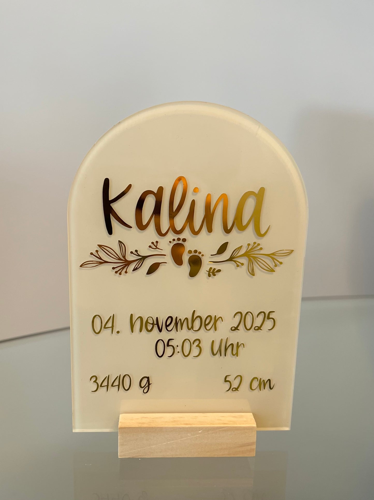 Personalisiertes Acryl Geburtsschild mit Geburtsdarten