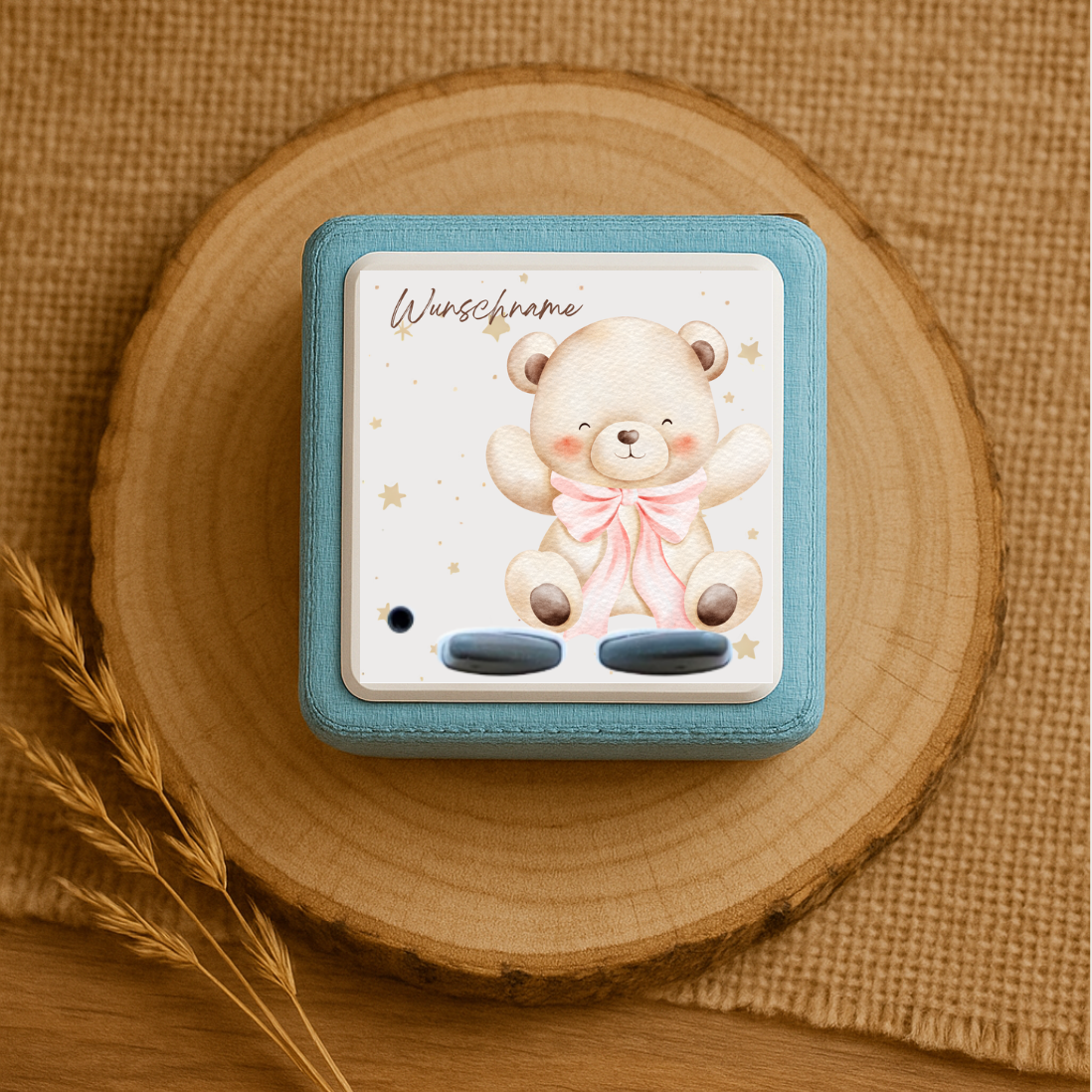 Personalisierte Toniebox Schutzfolie - Bär blau / rosa