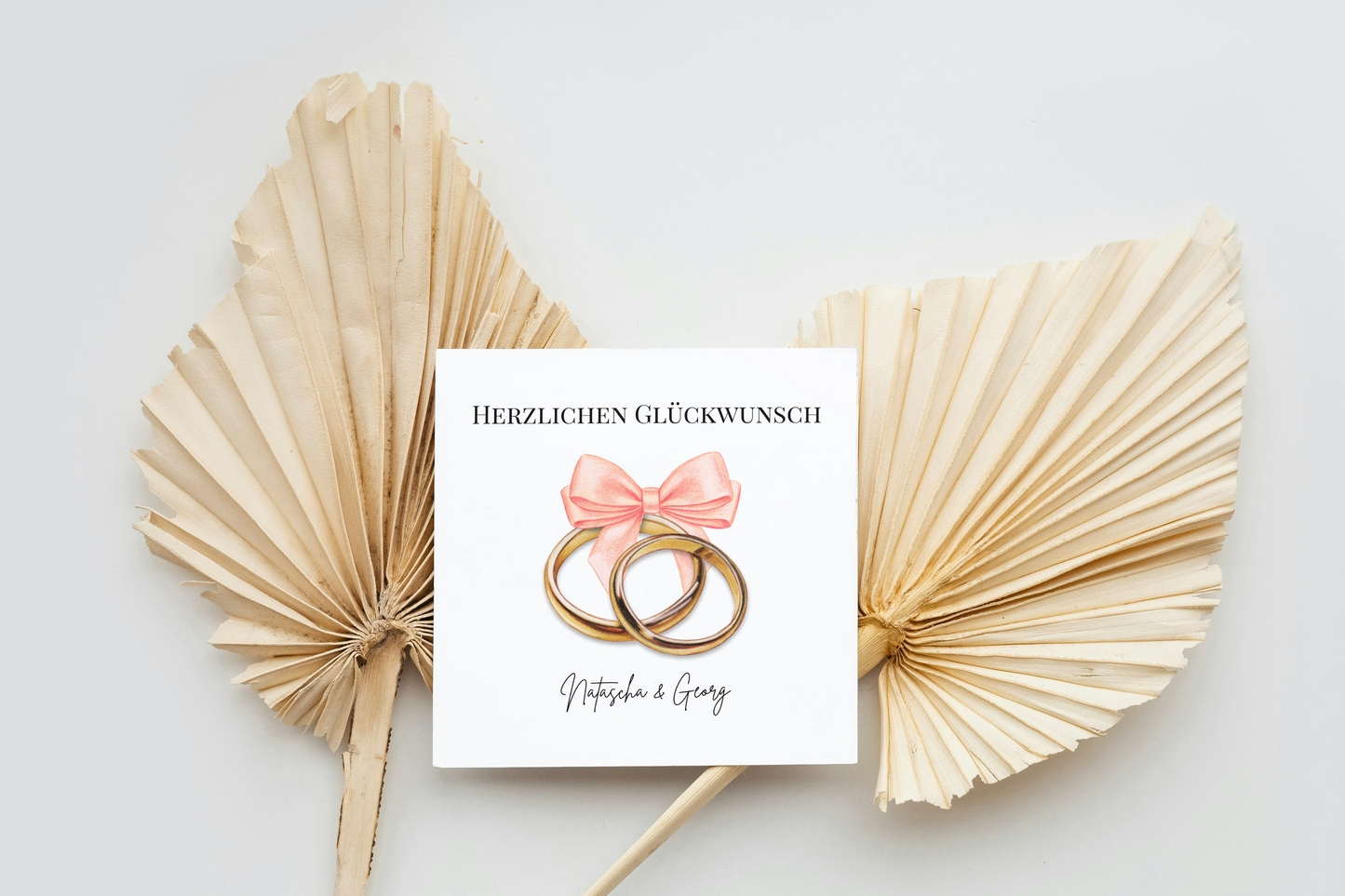 Eheringe & Schleife - Hochzeitskarte mit Namen